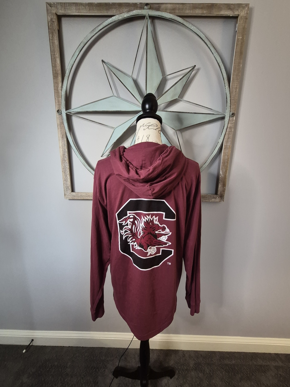 Southern Tide University of South Carolina Gamecocks Garnet Hooded LS Tee - M